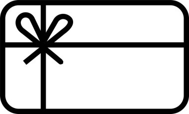 Hediye kartı siyah renk çizgisi simgesi, transparan arkaplanda izole edilmiş moda tablosu simgesi. Sadakat kartı, hediye, ikramiye, ödül, hediye, hediye, doğum günü için vektör monosu, otobüs.