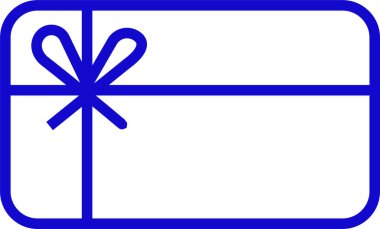 Hediye kartı mavi renk çizgisi simgesi, transparan arkaplanda izole edilmiş moda tablosu simgesi. Sadakat kartı, hediye, ikramiye, ödül, hediye, hediye kazanmak, doğum günü için vektör mono, iş.