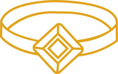 Altın Elmas nişan yüzüğü vektör ikonu şeffaf arkaplanda elmasla izole edilmiş bir yüzük ikonu. Basit sembol dairesi ve alyans için Satır Simgesi.
