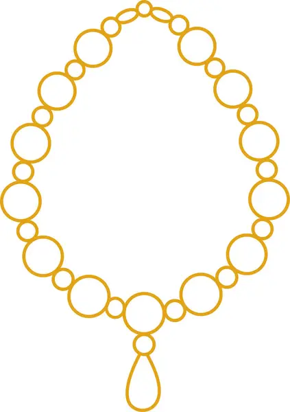 Golden Jewelry Outline Icon Women Accessories Necklace Bracelet Diamonds Pearl — Stock Vector