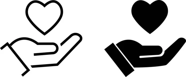 Kalp el ikonlarına ayarlandı. Eller kalp ikonunu tutuyor. Aşk ikonu. Sağlık, tıp sembolü. Kalbi düz tutan sağlık görevlileri ve şeffaf arkaplanda izole edilmiş çizgi biçimli stok vektör koleksiyonu.
