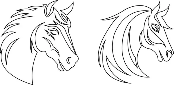Horse head icon set animal sign. Black line vector silhouette head horse, wild stallion isolated on transparent background. Symbol collection for use on web and mobile apps, logo, print media
