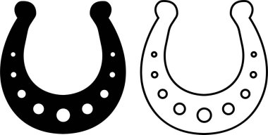 At nalı simgeleri ayarlandı. Şeffaf arka planda siyah at nalı siluetleri. Şanslı semboller, web sitesi tasarımı, mobil uygulama, logo, ui için düzenlenebilir hisse satırı ya da düz vektör koleksiyonu.