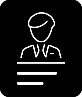 Kimlik kartı simgesi. Kimlik kartı düzlüğü, şeffaf arkaplanda izole edilmiş siyah vektör çizgisi. Ehliyet kimlik kartı sembolü. Düzenlenebilir felç. Uygulama veya web için kimlik kartı.