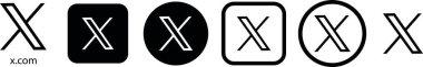 Yeni Twitter x.com simgesi siyah ayarlandı. Twitter 'ın popüler sosyal medya simgesi anında kurye logosu. Editör vektörü. Twitter 'ın yeni logosunun izole edilmiş bir vektör biçimi