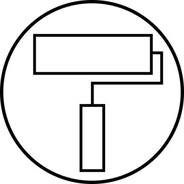 Saydam arkaplanda izole edilmiş moda çizgi biçiminde boya fırçası siyah simgesi. Web sitesi grafik tasarım logoti, uygulama ve UI için resim fırçası sayfası sembolü. Boya silindiri vektörü.