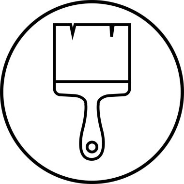 Saydam arkaplanda izole edilmiş moda çizgi biçiminde boya fırçası siyah simgesi. Web sitesi grafik tasarım logoti, uygulama ve UI için resim fırçası sayfası sembolü. Boya silindiri vektörü.