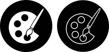 Renkli fırça siyah simgesi, şeffaf arkaplanda izole edilmiş düz çizgi biçiminde ayarlandı. Web sitesi grafik tasarım logoti, uygulama ve UI için boya fırçası sayfası sembolü. Boya silindirli vektör koleksiyonu grubu.