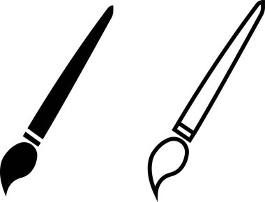 Renkli fırça siyah simgesi, şeffaf arkaplanda izole edilmiş düz çizgi biçiminde ayarlandı. Web sitesi grafik tasarım logoti, uygulama ve UI için boya fırçası sayfası sembolü. Boya silindirli vektör koleksiyonu grubu.