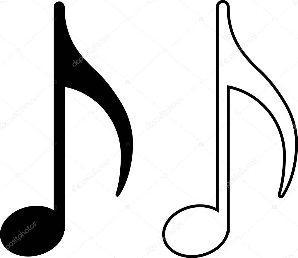 Music notes icon set, song, melody or tune flat or line vector collection isolated on transparent background. Musical key trendy style symbols design element logo template for musical apps and website