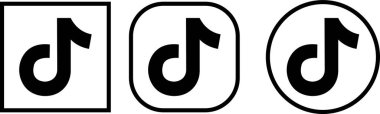 Tik Tok simgesi seti. Sosyal medya logoları. Siyah koleksiyon şeffaf arkaplanda izole edildi. İş ve reklam için Tik tok uygulama editoryal vektörü.