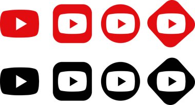YouTube logo simgesi düz ya da çizgi halinde. YouTube bir video paylaşım sitesidir. Kırmızı veya siyah ikon tüp. Şeffaf arkaplanda vektör izole edildi. Sosyal medya imzalama uygulaması, web oynat