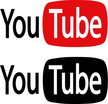 YouTube logo simgesi düz ya da çizgi halinde. YouTube bir video paylaşım sitesidir. Kırmızı veya siyah ikon tüp. Şeffaf arkaplanda vektör izole edildi. Sosyal medya imzalama uygulaması, web oynat