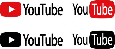 YouTube logo simgesi düz ya da çizgi halinde. YouTube bir video paylaşım sitesidir. Kırmızı veya siyah ikon tüp. Şeffaf arkaplanda vektör izole edildi. Sosyal medya imzalama uygulaması, web oynat