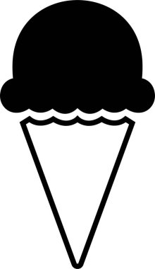 Şeffaf arkaplanda izole edilmiş dondurma konisi simgesi. Modern tatlı vanilyalı çöl tabelası. Web sitesi tasarımı için modaya uygun siyah düz çizgi vektör çikolatalı cram sembolü, mobil uygulamaya düğme. Logotype.