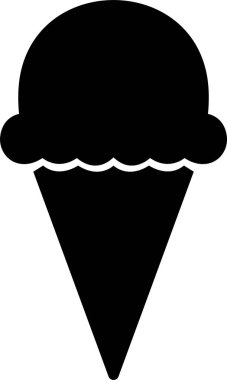 Şeffaf arkaplanda izole edilmiş dondurma konisi simgesi. Modern tatlı vanilyalı çöl tabelası. Web sitesi tasarımı için modaya uygun siyah düz çizgi vektör çikolatalı cram sembolü, mobil uygulamaya düğme. Logotype.