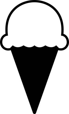 Şeffaf arkaplanda izole edilmiş dondurma konisi simgesi. Modern tatlı vanilyalı çöl tabelası. Web sitesi tasarımı için modaya uygun siyah düz çizgi vektör çikolatalı cram sembolü, mobil uygulamaya düğme. Logotype.