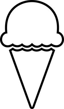 Şeffaf arkaplanda izole edilmiş dondurma konisi simgesi. Modern tatlı vanilyalı çöl tabelası. Web sitesi tasarımı için modaya uygun siyah düz çizgi vektör çikolatalı cram sembolü, mobil uygulamaya düğme. Logotype.