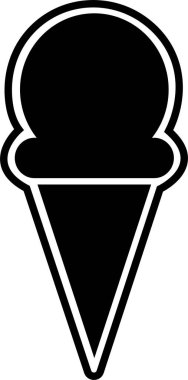 Şeffaf arkaplanda izole edilmiş dondurma konisi simgesi. Modern tatlı vanilyalı çöl tabelası. Web sitesi tasarımı için modaya uygun siyah düz çizgi vektör çikolatalı cram sembolü, mobil uygulamaya düğme. Logotype.