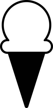 Şeffaf arkaplanda izole edilmiş dondurma konisi simgesi. Modern tatlı vanilyalı çöl tabelası. Web sitesi tasarımı için modaya uygun siyah düz çizgi vektör çikolatalı cram sembolü, mobil uygulamaya düğme. Logotype.