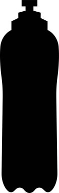 Plastik şişe siyah ikonu. Şeffaf arkaplanda vektör düz biçim işareti izole edildi. Konteynır su şişesi spor için. Doğal ve sağlıklı yaşam tarzı konsepti. Su şişesi sıvısı.
