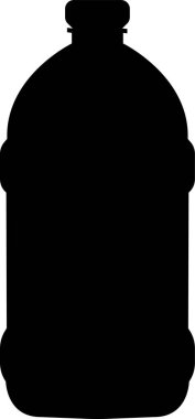 Plastik şişe siyah ikonu. Şeffaf arkaplanda vektör düz biçim işareti izole edildi. Konteynır su şişesi spor için. Doğal ve sağlıklı yaşam tarzı konsepti. Su şişesi sıvısı.