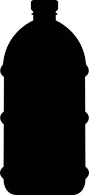 Plastik şişe siyah ikonu. Şeffaf arkaplanda vektör düz biçim işareti izole edildi. Konteynır su şişesi spor için. Doğal ve sağlıklı yaşam tarzı konsepti. Su şişesi sıvısı.