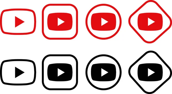 YouTube logo simgesi düz ya da çizgi halinde. YouTube bir video paylaşım sitesidir. Kırmızı veya siyah ikon tüp. Şeffaf arkaplanda vektör izole edildi. Sosyal medya imzalama uygulaması, web oynat