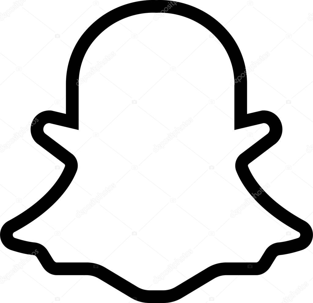 Snapchat icon. Social media logo. Line art and flat style isolated on transparent background. Snap chat messenger vectorfor business, advertising, app or web.