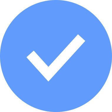 Onaylanmış mavi kene rozet simgesi şeffaf arkaplanda izole edildi. Sosyal medya resmi hesap tiki sembolü Instagram, Facebook, Twitter veya diğer uygulamalar için Soyut Modern Doğrulama vektörü işareti.