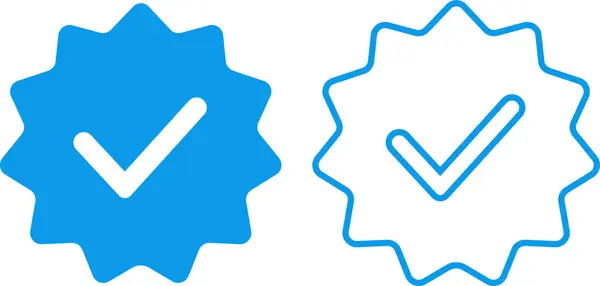 Onaylanmış mavi kene rozet simgesi seti şeffaf arkaplanda izole edildi. Sosyal medya resmi hesap işareti koleksiyonu. Instagram, Facebook, Twitter veya uygulama için soyut Modern Doğrulama vektörü