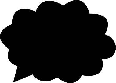 Konuşma balonu siyah simgesi. Boş baloncuk vektör düz tasarım elementi şeffaf arkaplanda izole edildi. Doğrusal sembol şablonunda sohbet edin. Diyalog balonu etiket silueti .