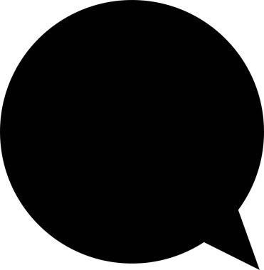 Konuşma balonu siyah simgesi. Boş baloncuk vektör düz tasarım elementi şeffaf arkaplanda izole edildi. Doğrusal sembol şablonunda sohbet edin. Diyalog balonu etiket silueti .