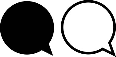 Konuşma balonu konuşma simgeleri ayarlandı. Boş baloncuklar vektör düzlüğü veya çizgi tasarım elementleri şeffaf arkaplanda izole. Doğrusal sembol şablonunda sohbet edin. Diyalog balonu etiket siluet koleksiyonu