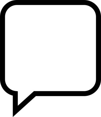 Konuşma balonu siyah simgesi. Boş baloncuk vektör çizgisi tasarım elementi şeffaf arkaplanda izole edildi. Doğrusal sembol şablonunda sohbet edin. Diyalog balonu etiket silueti .