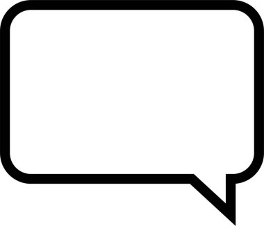 Konuşma balonu siyah simgesi. Boş baloncuk vektör çizgisi tasarım elementi şeffaf arkaplanda izole edildi. Doğrusal sembol şablonunda sohbet edin. Diyalog balonu etiket silueti .