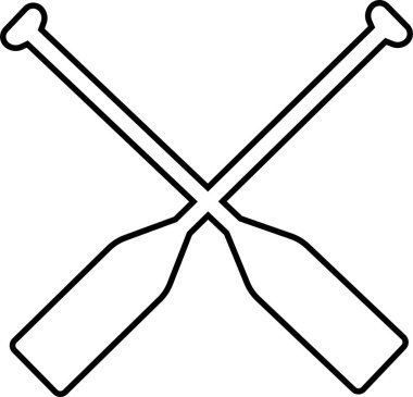 iki siyah kano kürek kürek silueti çapraz kürek işareti, ikon sembolü. Şeffaf arkaplanda izole edilmiş doğrusal biçim vektörü. Plastik kürekler. Su sporu