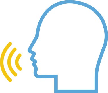 Ses tanıma konsepti. Ses kontrol çizgisi simgesi. Konuşan vektör. Konuşan kişi işareti, ağzı ve ses dalgası olan adam, ses komutu, konuşma simgesi şeffaf arkaplanda izole edilmiş.