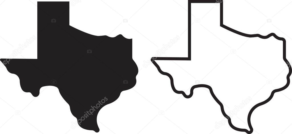 Texas map icon set, Texas map isolated on transparent background, best vectors collection. State Border, United State, Variations. American map for poster, banner, t shirt. Design USA cartography map.