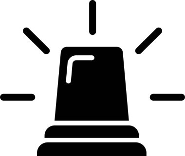 Siyah acil durum fenerleri Siren simgesi modada düz. Ambulans, güvenlik polisinin dikkatine ışık sinyali vektörü şeffaf arkaplanda izole edildi. Web sitesi logo uygulaması için alarm sembolü