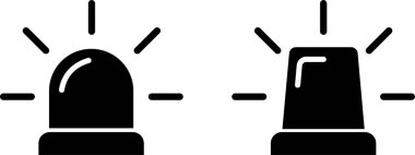 Siyah acil durum fenerleri Siren simgesi düz bir şekilde ayarlandı. Ambulans, güvenlik polisinin dikkat çeken ışık sinyali vektör koleksiyonu şeffaf arkaplanda izole edildi. Web sitesi logo uygulaması için alarm sembolü