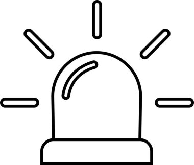 Siyahi acil durum fenerleri Siren simgesi hizada. Ambulans, güvenlik polisinin dikkatine şeffaf arka planda izole edilmiş ışık sinyali ana hattı vektörü. Web sitesi logo uygulaması için doğrusal alarm sembolü