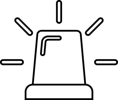 Siyahi acil durum fenerleri Siren simgesi hizada. Ambulans, güvenlik polisinin dikkatine şeffaf arka planda izole edilmiş ışık sinyali ana hattı vektörü. Web sitesi logo uygulaması için doğrusal alarm sembolü