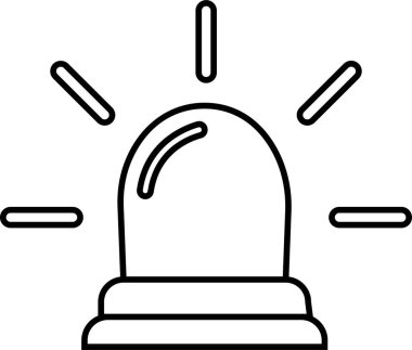 Siyahi acil durum fenerleri Siren simgesi hizada. Ambulans, güvenlik polisinin dikkatine şeffaf arka planda izole edilmiş ışık sinyali ana hattı vektörü. Web sitesi logo uygulaması için doğrusal alarm sembolü