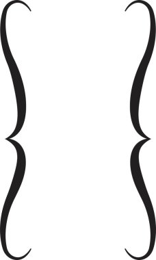 Parantez vektörü şeffaf arkaplanda izole edildi. Grafik tasarımı için kıvrımlı diş telleri simgesi. Web siteleri, web, mobil uygulama, bilgi grafikleri için siyah parantezler sembolik premium kalite elementleri.