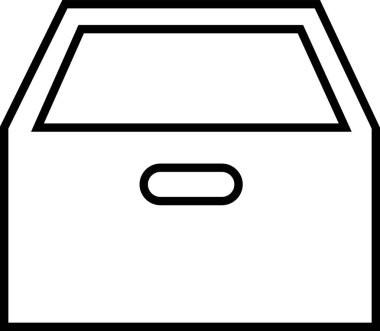 Kabine doğrusal simgesi. Dosya klasörü depolama sembolü mobilya hattı çizgisi piktogramını arşivle. Ön manzara. Şeffaf arkaplanda izole edilmiş siyah metro tasarımı modayı