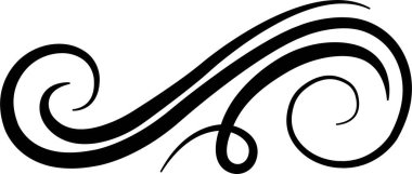 Black line calligraphic vintage swirl icon classic antique typographic filigree curls. Elegant retro Ink hand drawn swashes. Christmas ornate wedding invitation. Victorian style flourish scroll vector clipart