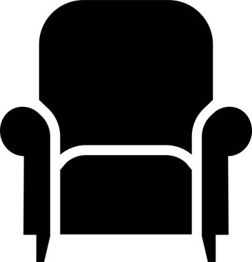 Sandalye ve oturma yeri siyah düz simge. Ofis koltuğu, koltuk ve koltuk dolu vektör şeffaf arka planda izole edilmiş. Lüks mobilya tabelası ve element sembolü. Klasik ve modern moda tarzı.