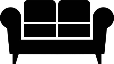 Sandalye ve oturma yeri siyah düz simge. Ofis koltuğu, koltuk ve koltuk dolu vektör şeffaf arka planda izole edilmiş. Lüks mobilya tabelası ve element sembolü. Klasik ve modern moda tarzı.