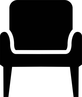 Sandalye ve oturma yeri siyah düz simge. Ofis koltuğu, koltuk ve koltuk dolu vektör şeffaf arka planda izole edilmiş. Lüks mobilya tabelası ve element sembolü. Klasik ve modern moda tarzı.